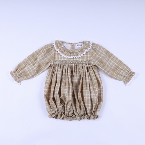 classic-beige-plaid-bubble-romper-for-baby-girl--bb3588